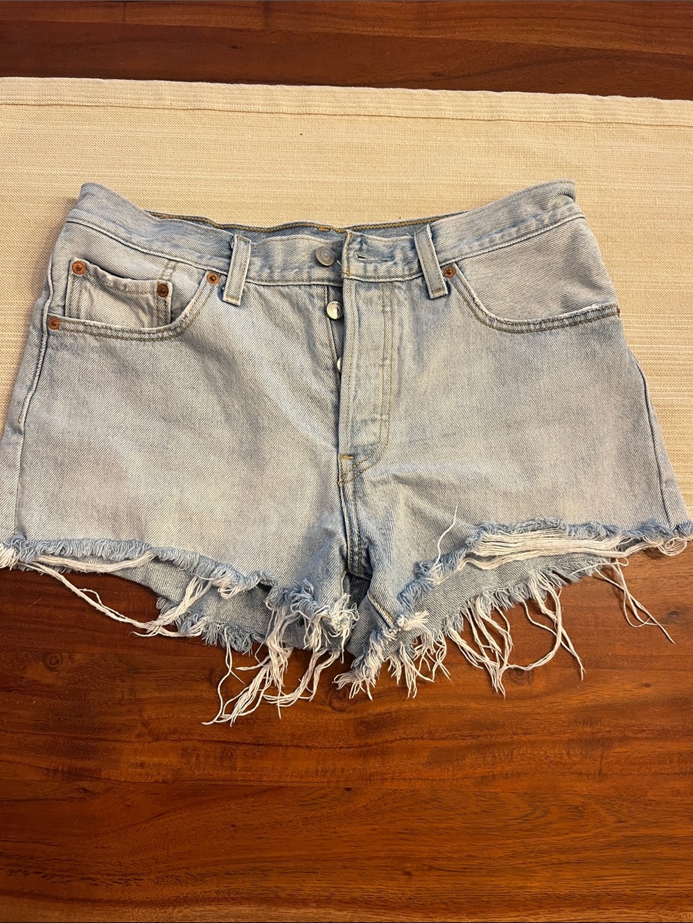 Levi’s 501 Light Wash Distressed Denim Shorts - Women